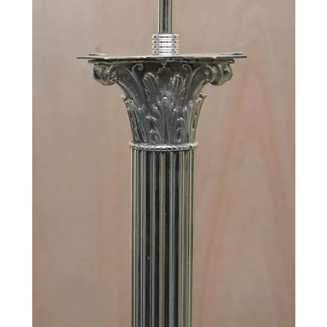 Vintage Silver-Plated Corinthian Pillar Floor Lamp with Paw Feet For Sale - Image 12 of 15