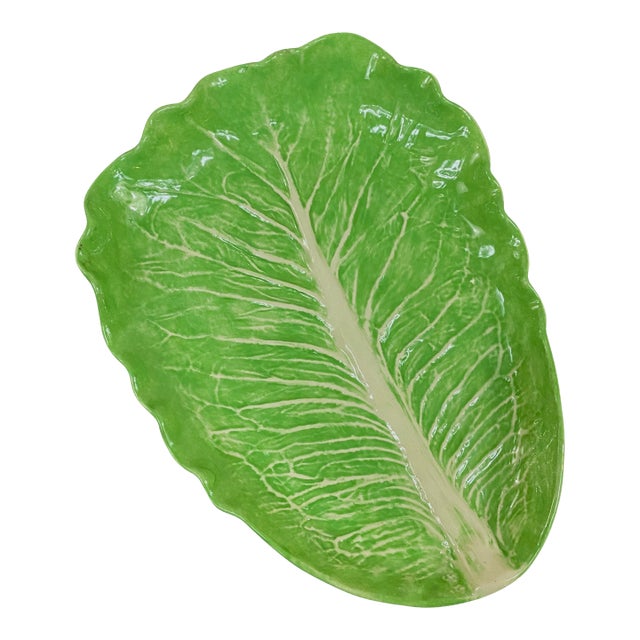 1960s Dodie Thayer Signed Hand Painted Ceramic Lettuce Plate Dish - "Lettuce Ware" For Sale