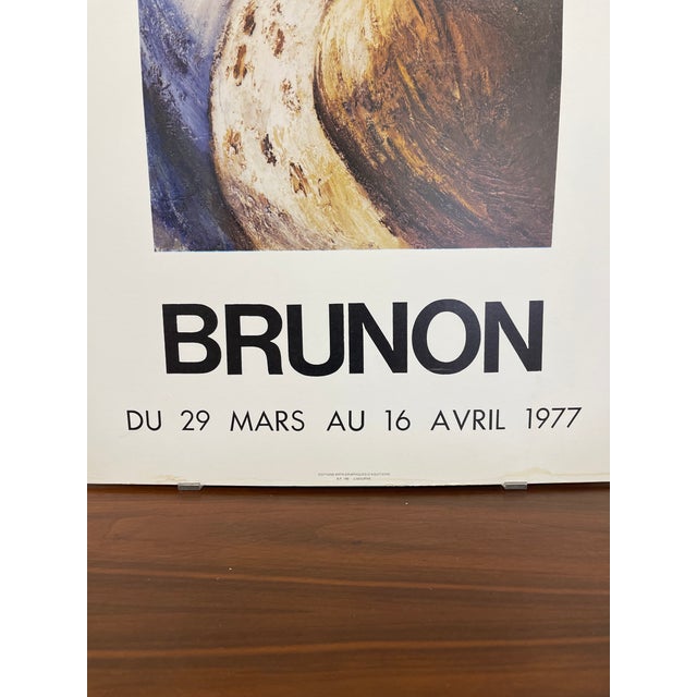 Paper Vintage 1977 Brunon Exhibition Poster Paris Galerie d'Art De La Place Beauvau Owl Artwork For Sale - Image 7 of 9