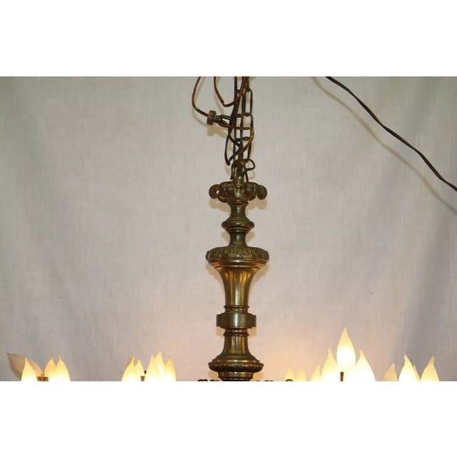 Antique French Bronze Chandelier Ceiling Light Fixture With Torchiere Arms, Rewired For Sale - Image 11 of 11