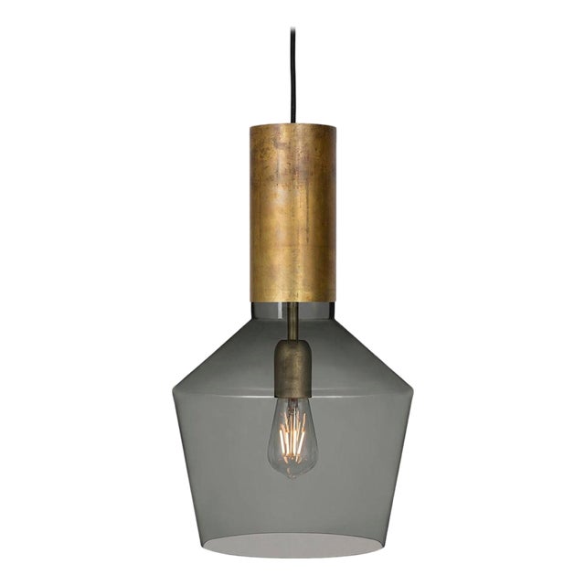 Smoked Glass and Brass Fenomen Ceiling Lamp by Sabina Grubbeson for Konsthantverk For Sale