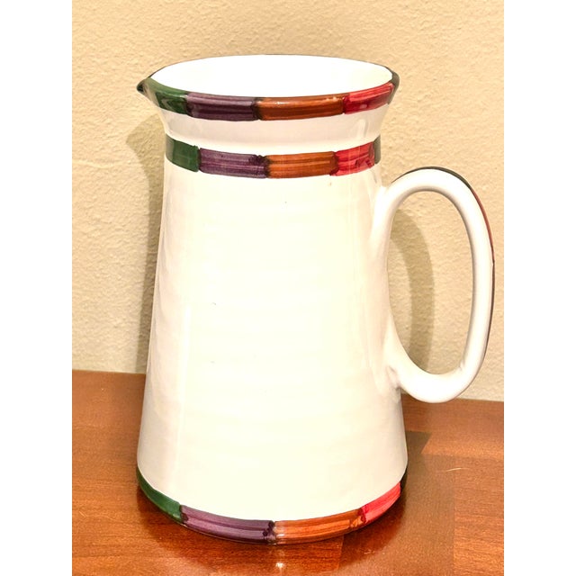Authentic Deruta Circo Ceramic, handpainted Beverage Pitcher by Bill Goldsmith. Fully hallmarked on the base. Multicolored...