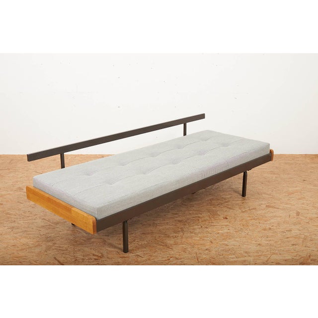 Daybed with Brown Lacquered Metal with Oak Trim Frame, Holland, 1970 For Sale - Image 4 of 11