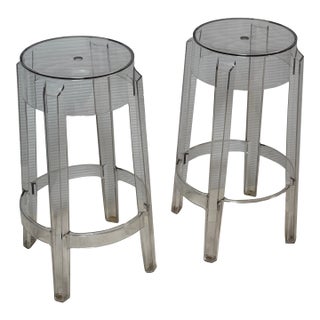 Philippe Starck for Kartell Charles Ghost Counter Stools, Pair For Sale