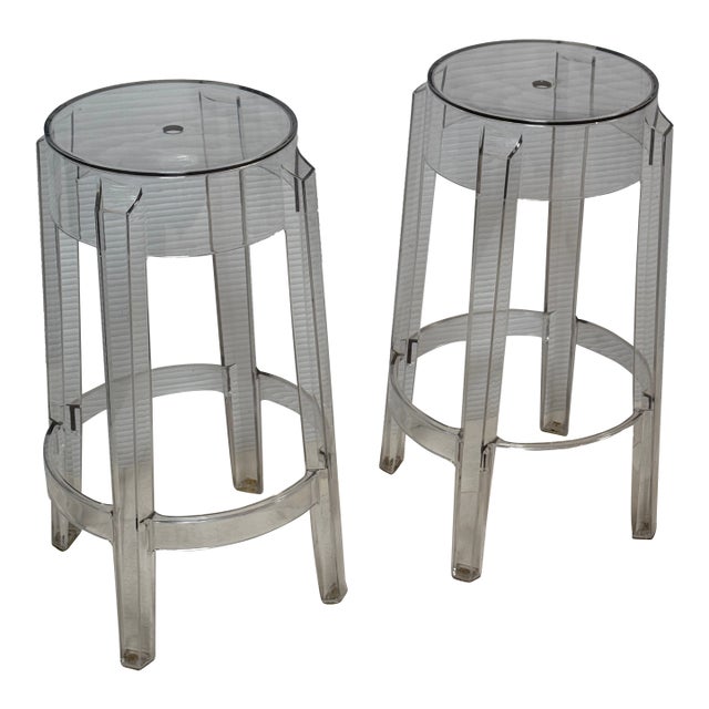 Philippe Starck for Kartell Charles Ghost Counter Stools, Pair For Sale