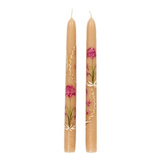 In Bloom Hand Painted Candle Set - Set of 2 For Sale