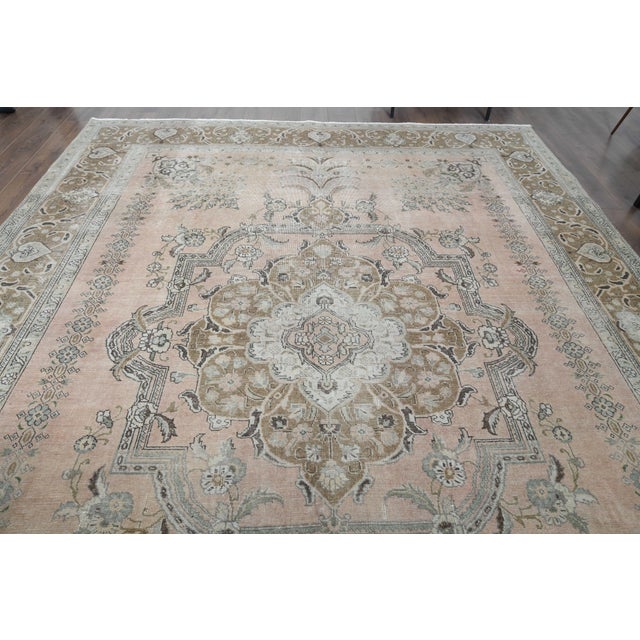 1970s Vintage Persian Handmade Wool Cotton Orange Area Rug For Sale In San Francisco - Image 6 of 11
