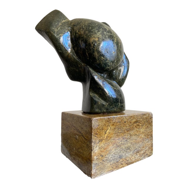 Carved Stone Modernist Abstract Sculpture Signed by Artist For Sale