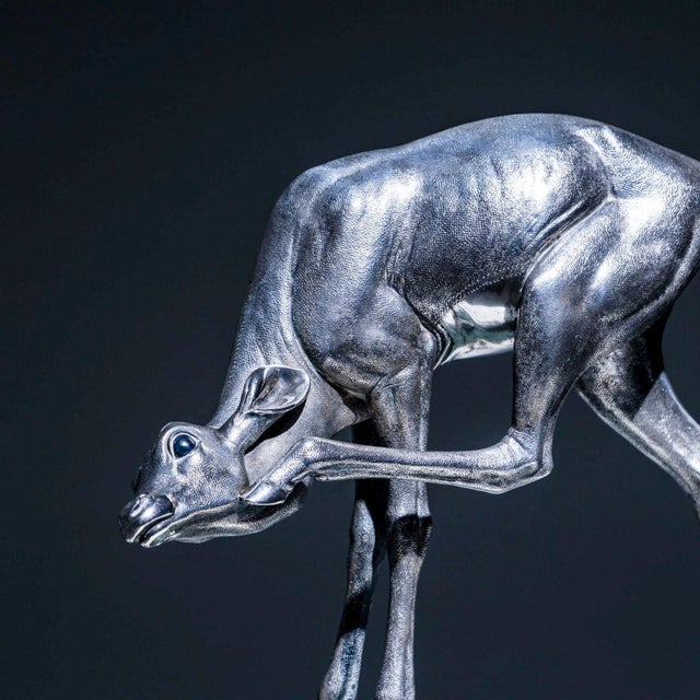1950s Naturalistic Silver Doe Sculpture by Sirio Tofanari (1886-1969) For Sale In New York - Image 6 of 18