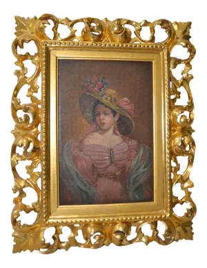 Fine Early 20th Century Oil Portrait in a Hand Carved Gilded Frame C.1910