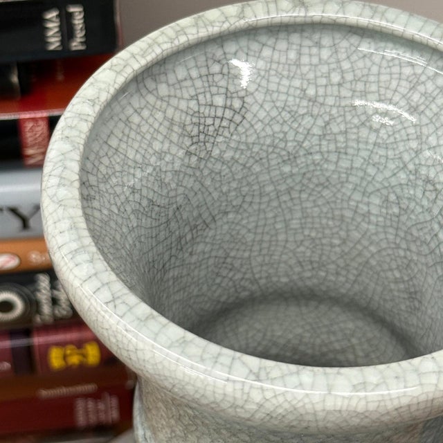 Early 20th Century White Crackle Glaze Vase with Elegant Curved Silhouette For Sale - Image 5 of 6