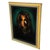 This exquisite mid-century oil on velvet painting features a captivating portrait of a young green-eyed woman. The...