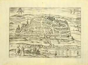Franz Hogenberg - View of Blois - Original Etching - Late 16th Century