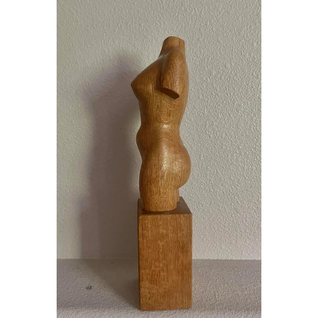 Vintage Hand Carved Wood Abstract Female Torso, (14” High) For Sale - Image 4 of 8