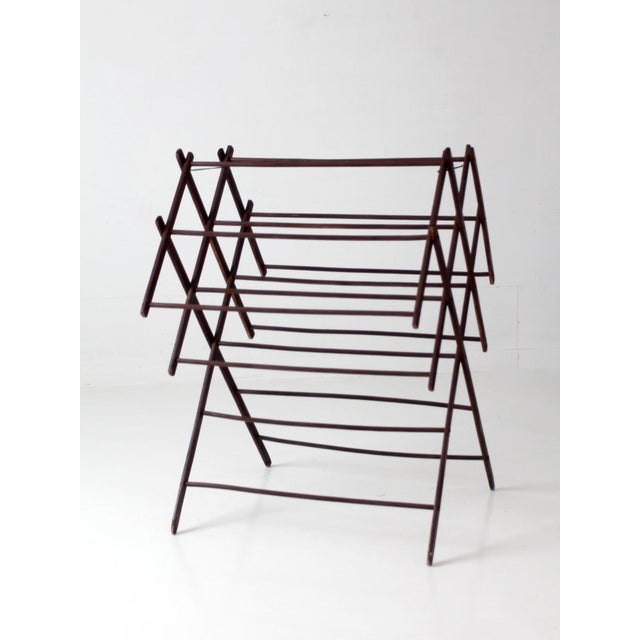 Antique Primitive Folding Wood Drying Rack For Sale - Image 16 of 18
