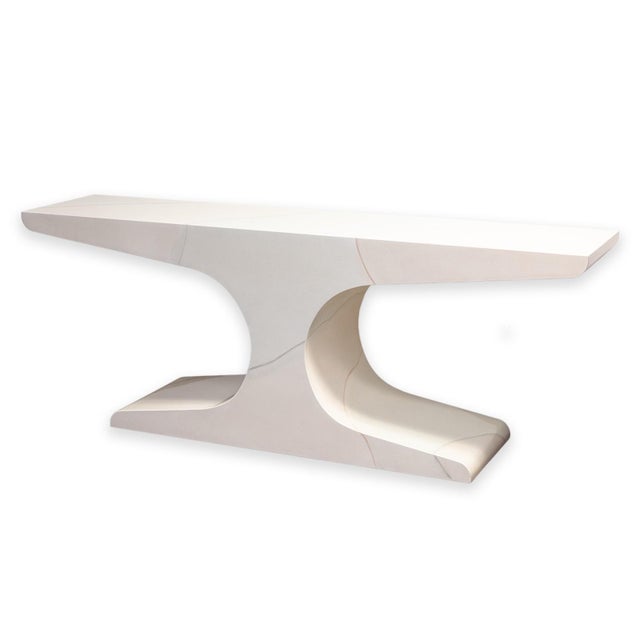 Mid-Century Modern Vintage 1970s Style White Laminate Console Table and Matching Diamond Mirror For Sale - Image 3 of 10