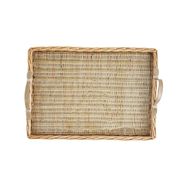 Amanda Lindroth’s Signature Island Tray made from natural willow with fine leather handles and a fitted tempered glass...
