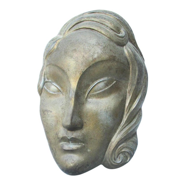 1920s Art Dec Spelter Female Wall Sculpture For Sale