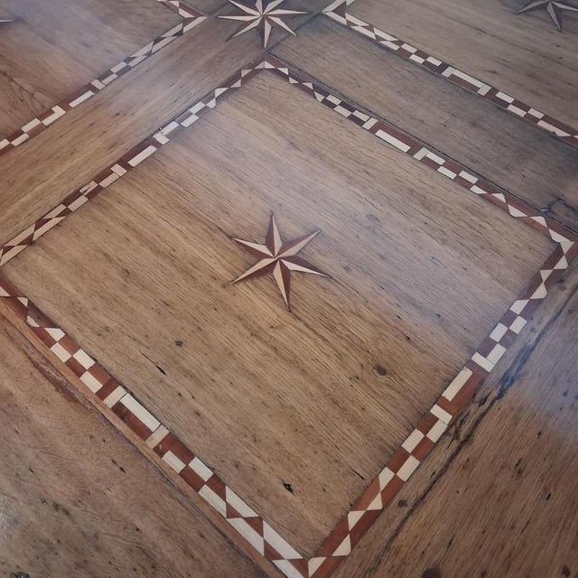 Antique Oak Table with Star Inlays, 1800s For Sale - Image 11 of 18