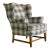 Late 20th Century Plaid Camelback Wingback Chair, Made in Usa by Cochrane For Sale