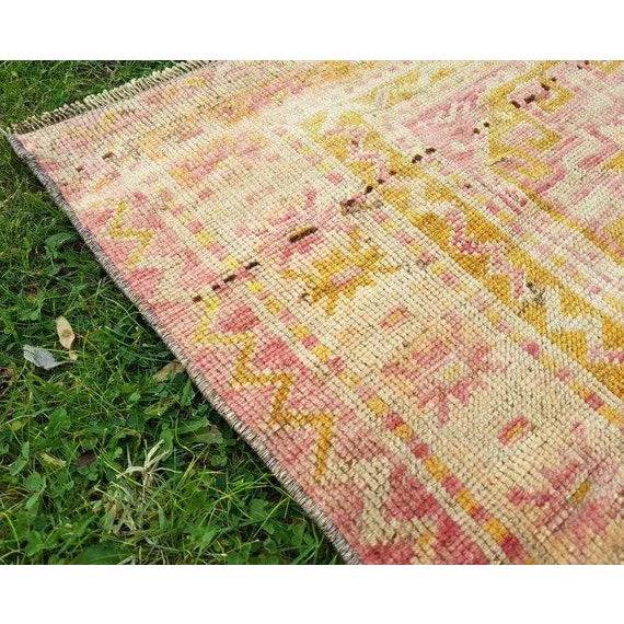 Textile 1970s Vintage Caucasian Faded Rug - 3′2″ × 7′9″ For Sale - Image 7 of 10