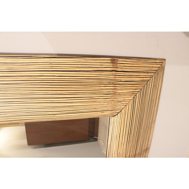 1970s Modernist Oversized Bamboo Wall Mirror For Sale - Image 13 of 18