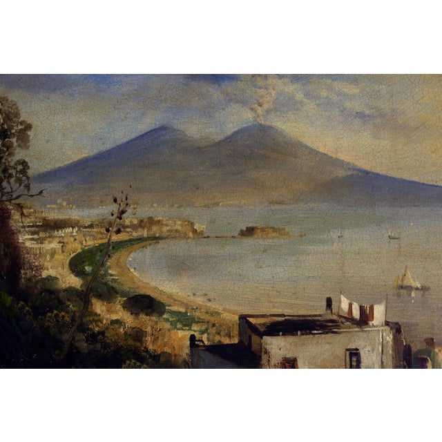Ettore Ferrante, View of Mount Vesuvius, 19th Century, Oil on Canvas, Framed For Sale - Image 3 of 7