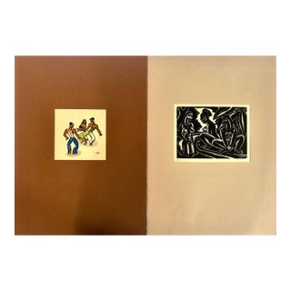A Set of Two Original Woodblock Prints of 1940s Tahitian Life, by Wolfgang Wolff For Sale