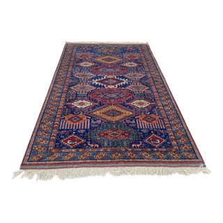 Vintage Baluch Wool Area Rug, Tribal Medallion Pattern For Sale