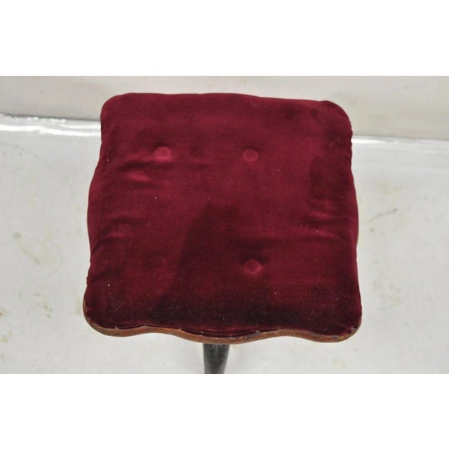 Antique American Victorian Cast Iron Wood Pedestal Adjustable Piano Bench Stool For Sale In Philadelphia - Image 6 of 9