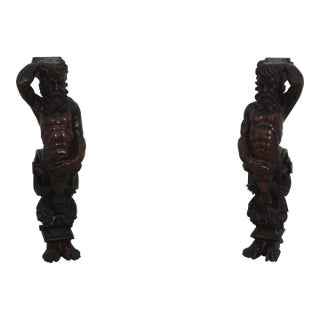 Pair Antique 18th C. French Carved Sculptures of Atlantis For Sale