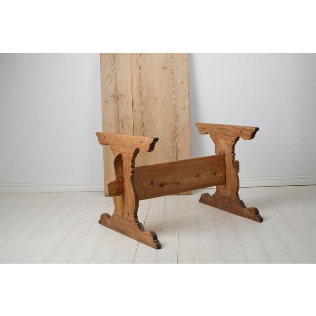 Antique Northern Swedish Pine Handmade Trestle Desk For Sale - Image 11 of 15