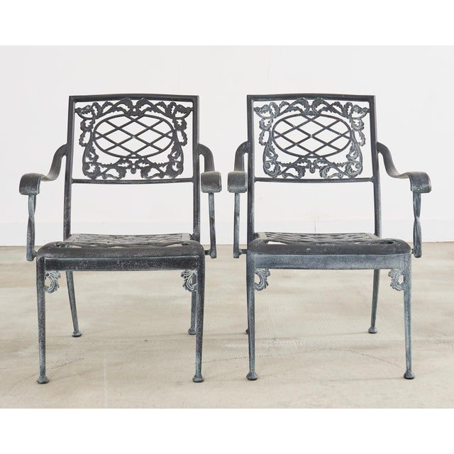 Neoclassical Neoclassical Brown Jordan Style Garden Bench and Dining Chairs For Sale - Image 3 of 12