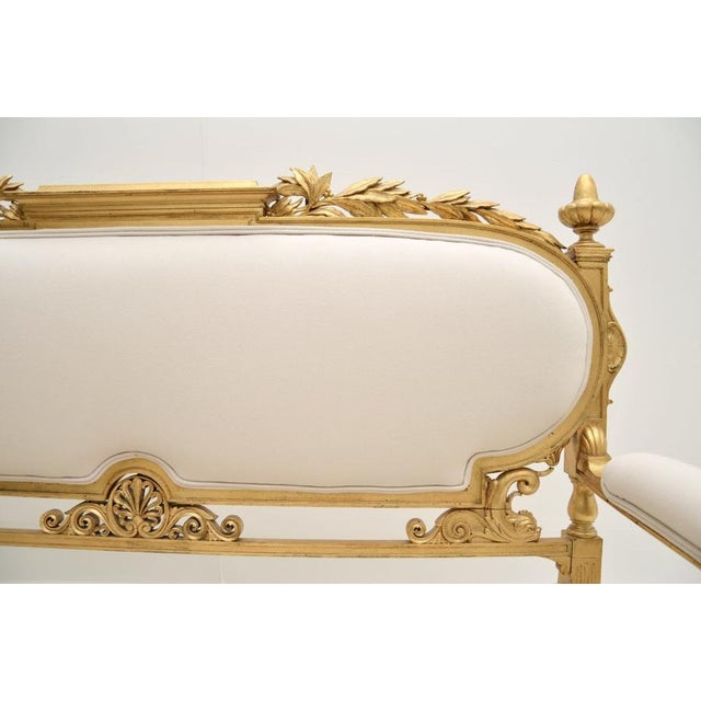 Cream Swedish Empire Giltwood Settee, 1880s For Sale - Image 8 of 14