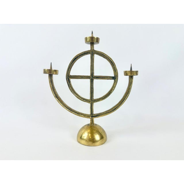 Vintage Brutalist German Brass Candleholder, 1970s For Sale - Image 6 of 10