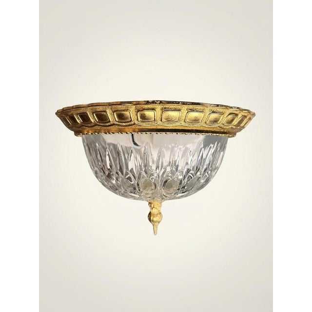 Vintage Brass and Cut Glass Ceiling Lamp For Sale - Image 5 of 5