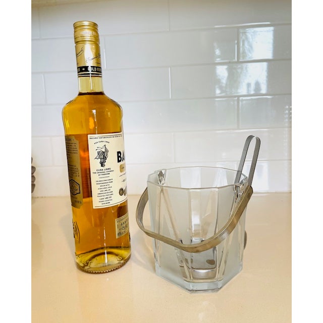 Small Vintage Glass & Stainless Ice Bucket For Sale - Image 4 of 10