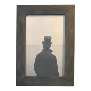 2025 Jefferson Hayman Repro Print of a Man in a Top Hat and Overcoat Facing the Ocean, Framed For Sale