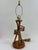 Cream Mid-Century Modern Wood Table Lamp With Pleated Shade For Sale - Image 8 of 10