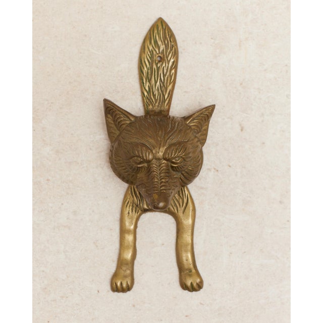 1960s Wolf or Fox Solid Brass Door Knocker For Sale - Image 4 of 15