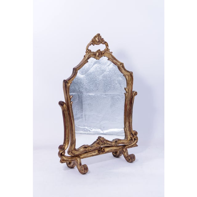 Approx: 40 Years Old ‘Distressed’ Mirror Glass Tilting Mirror Fine Carved Details High Quality Construction Italian Design...