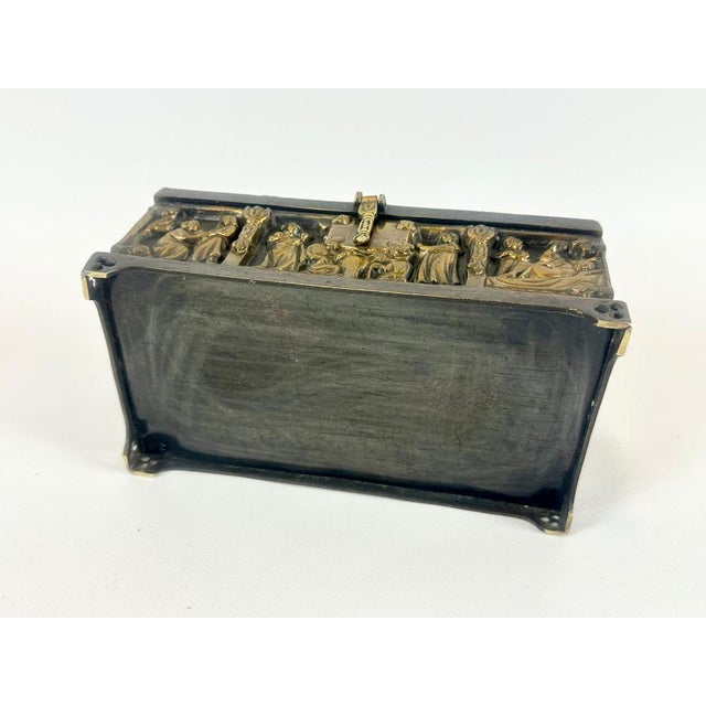 Antique Gothic Revival Bronze Jewelry Box with Religious Scenes, 19th Century For Sale - Image 11 of 16