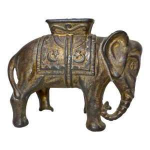 Antique 1900's Ac Williams Hand Painted Cast Iron Circus Elephant Still Bank