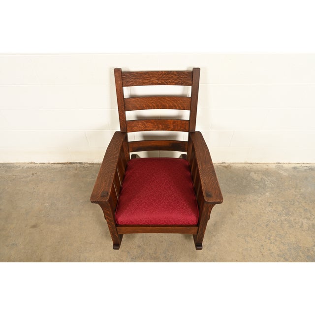 Early 20th Century Lifetime Furniture Antique Mission Oak Arts & Crafts Rocking Chair, Circa 1910 For Sale - Image 5 of 13
