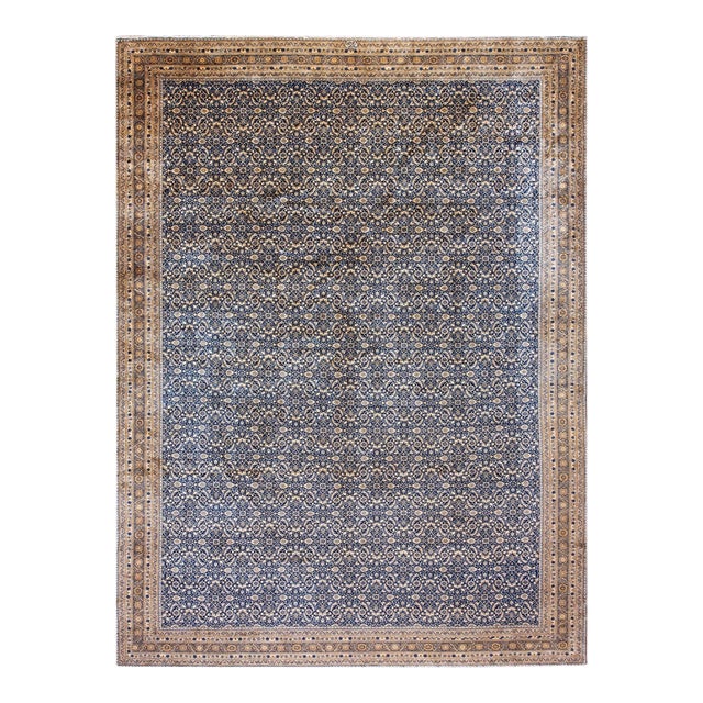 Beautiful Decorative Large Size Allover-Floral Design Navy Color Antique Persian Tabriz Rug For Sale