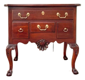 1980s Vintage Link Taylor Solid Mahogany Chippendale Low Boy Accent Chest