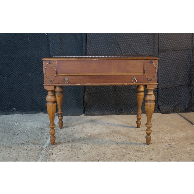Early 20th Century Antique Victorian Revival Walnut Spinet Writing Desk Secretary Library Table For Sale - Image 5 of 18