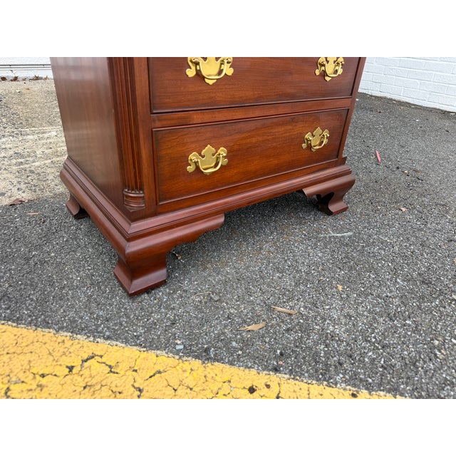 Henkel Harris Late 20th Century Henkel Harris Chippendale Style Wild Black Cherry 4 Drawer Nightstand For Sale - Image 4 of 17
