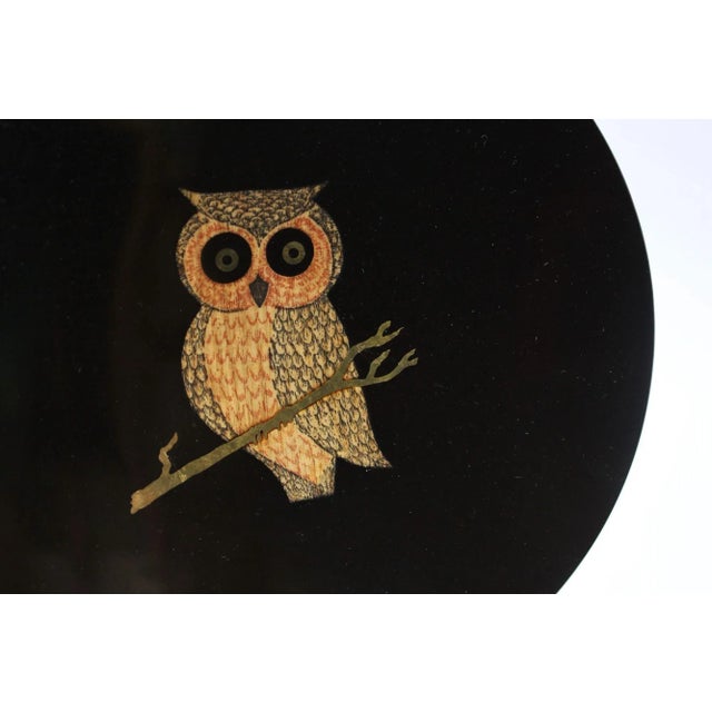 Mid-Century Couroc Black Resin Inlaid "Owl" Plate For Sale In New York - Image 6 of 9