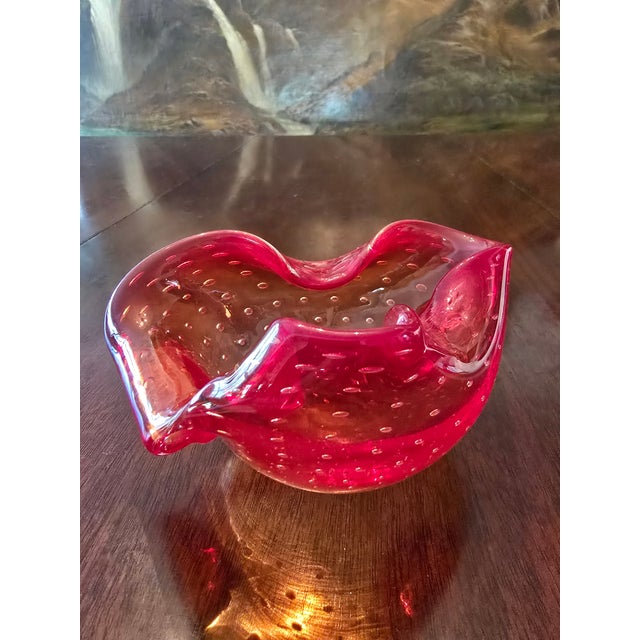 Vintage Mid Century Modern Murano Style Bubble Bowl For Sale In Boston - Image 6 of 9